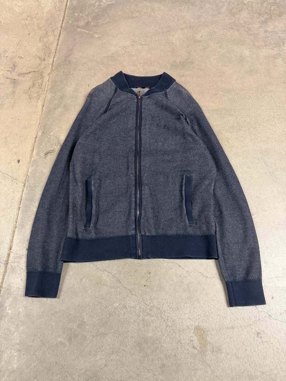 Banana Republic Textured Blue Full Zip Bomber Jacket